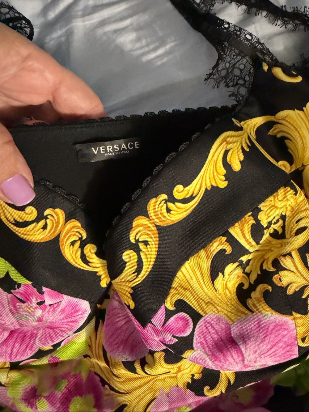 Versace Black, Gold & Pink Baroque Floral